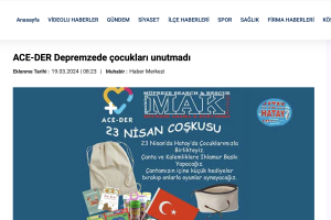 Acil Cevap ve Eşitlik Derneği (ACE-DER) 23 Nisan’ı Hatay’da depremzede çocuklarla kutlamak için kolları sıvadı.