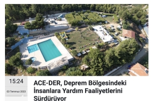 ACE-DER, Deprem Bölgesindeki İnsanlara Yardım Faaliyetlerini Sürdürüyor
